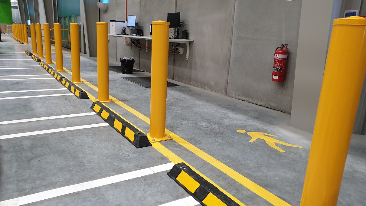 Bolt Down Bollards with Wheel Stops